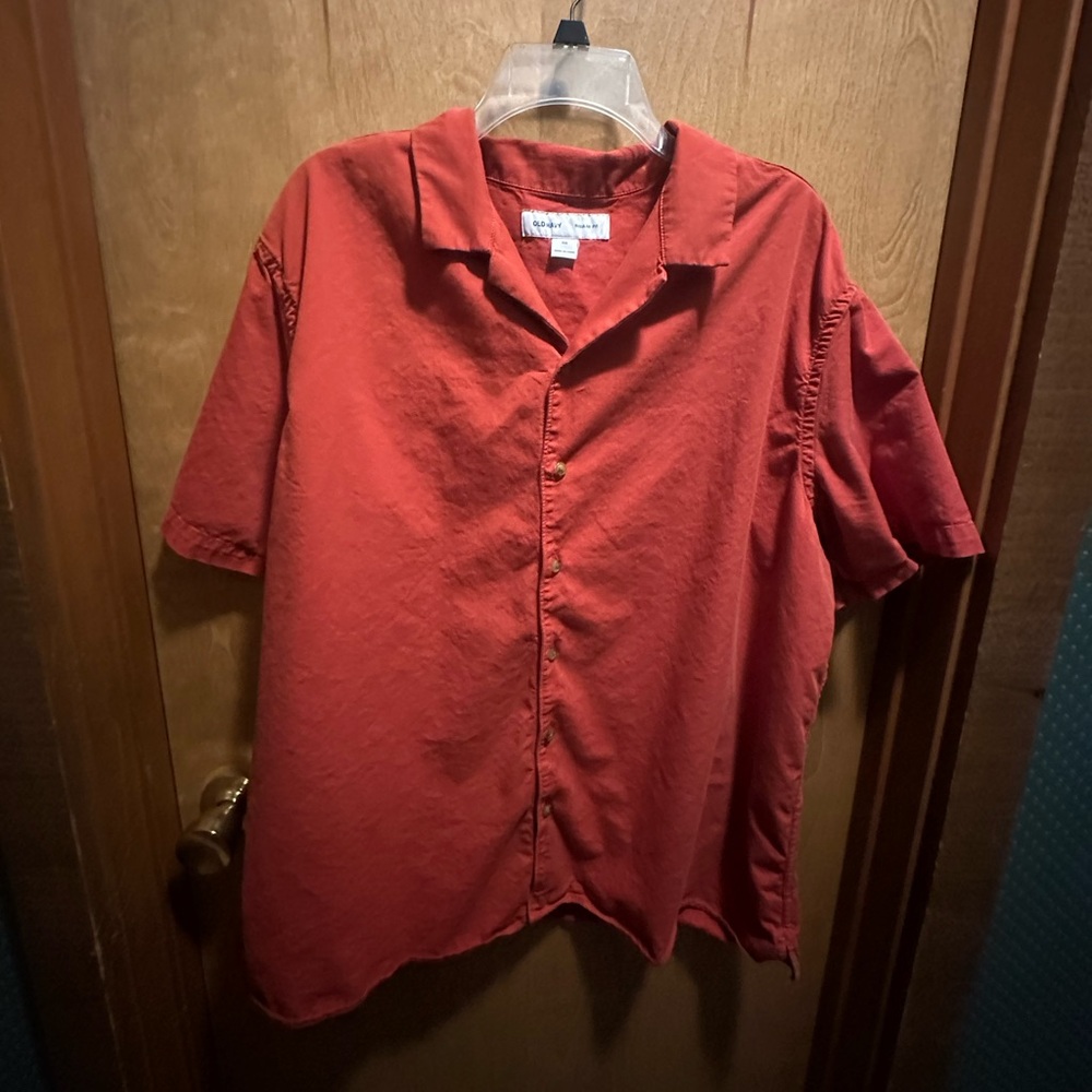 Old Navy Men's Casual Deep Red Orange Button Down Shirt XXL